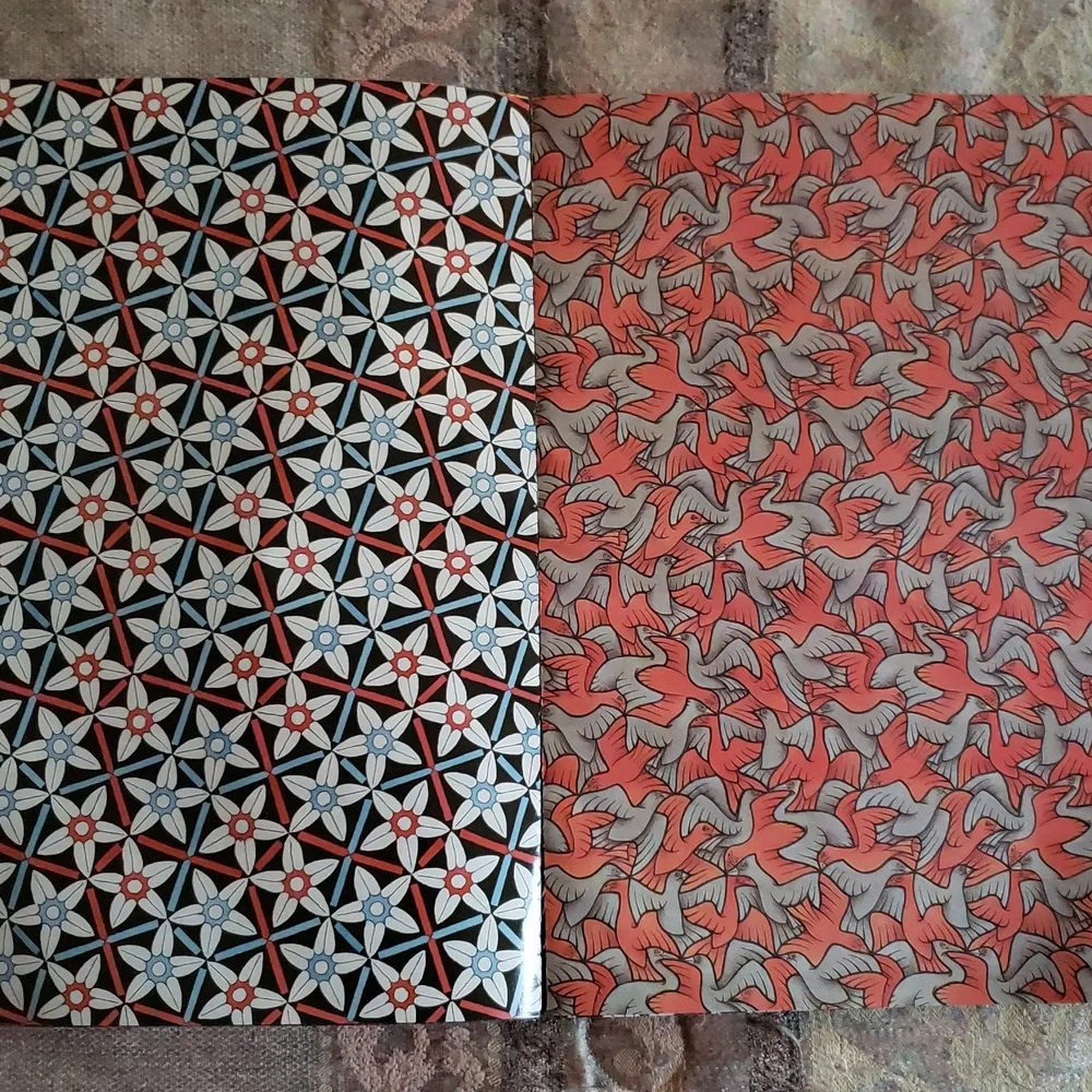 Vintage 80s Book of M.C. Escher Art Gift Wraps with Bird Pattern and 15 More